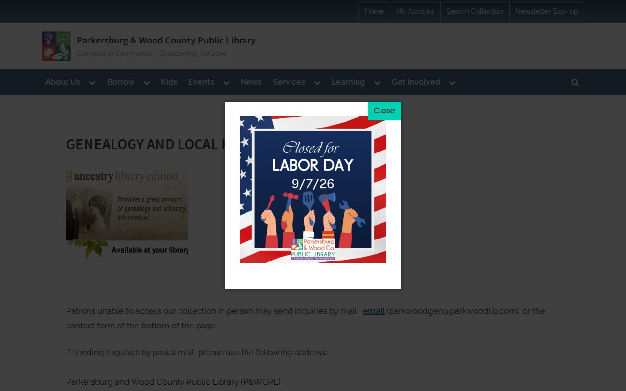 Parkersburg city directory genealogy request page