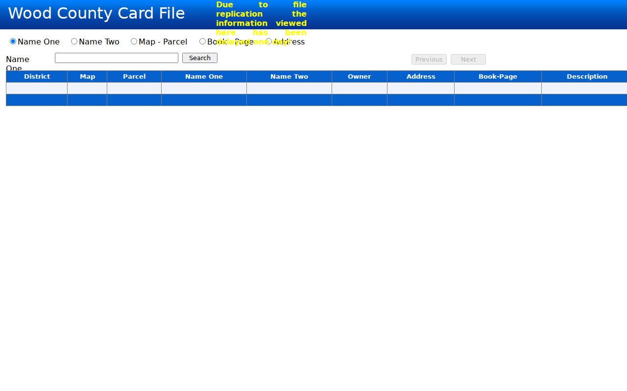 Parkersburg previous residents address search in Wood County Card File