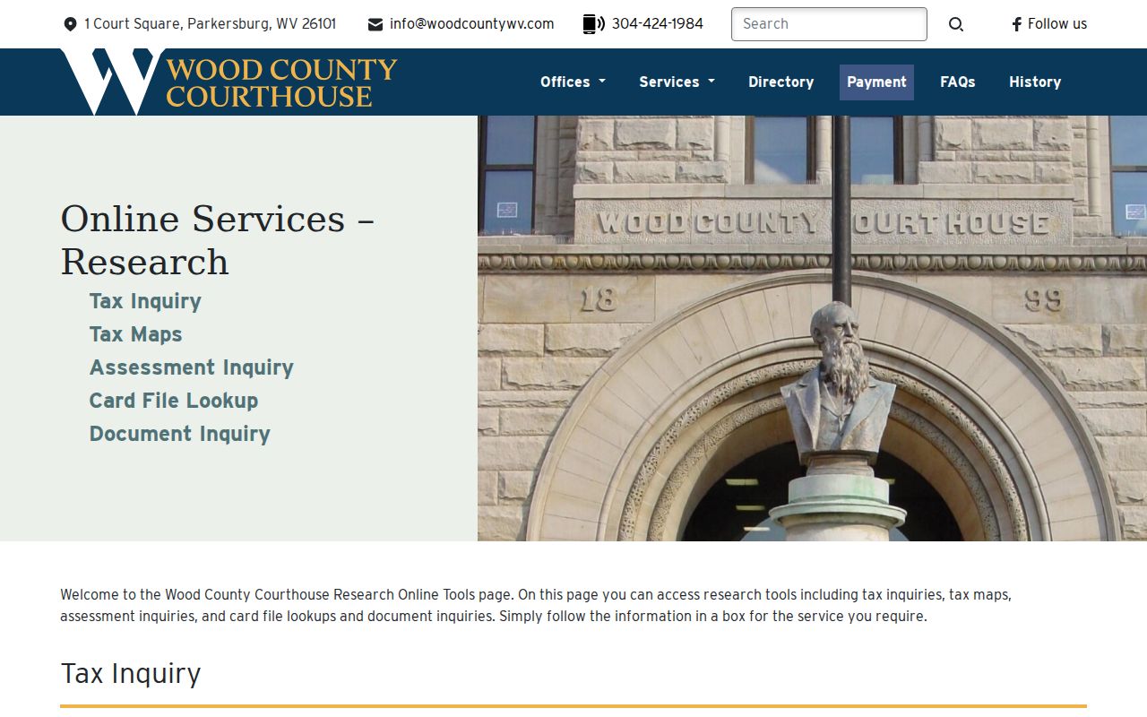Wood County online research links for Parkersburg records