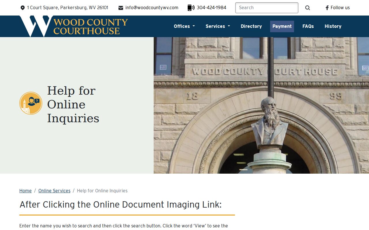 Parkersburg street directory help for Wood County records